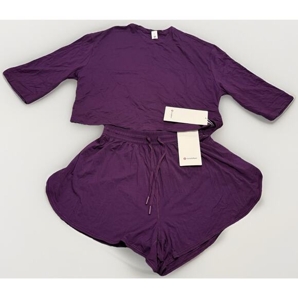 Lululemon Pants - NWT Lululemon Modal Relaxed Fit Cropped Short Sleeve Sz 6 & Lounge Shorts Sz 4